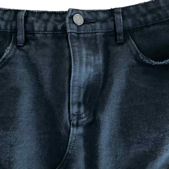 Missguided Womens Black Cotton‎ A-Line Denim Jean Skirt Small Raw Hem - Picture 4 of 13